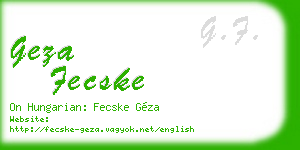 geza fecske business card